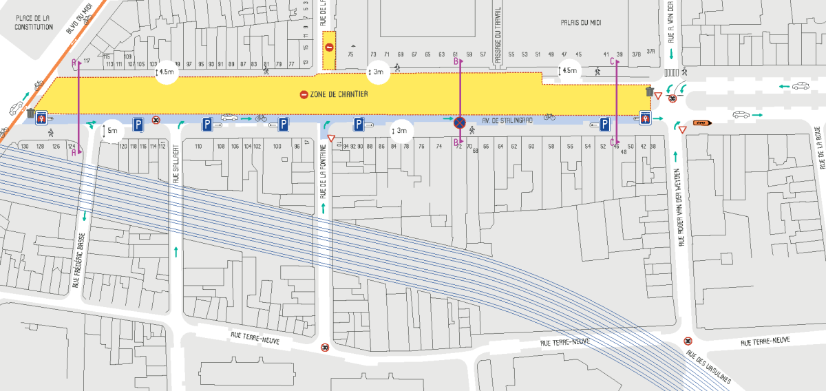 Emrpise de chantier avenue de Stalingrad à partir du 19 octobre 2020.