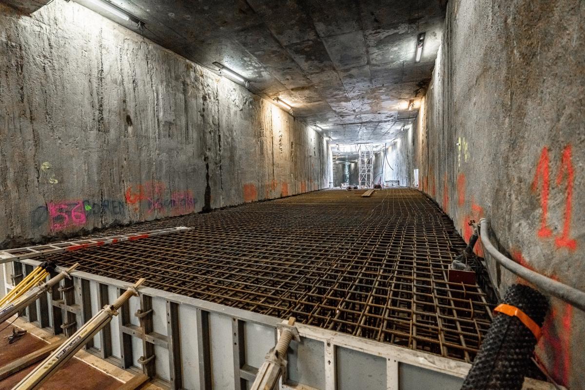 Ferraillage dans le tunnel Jamar