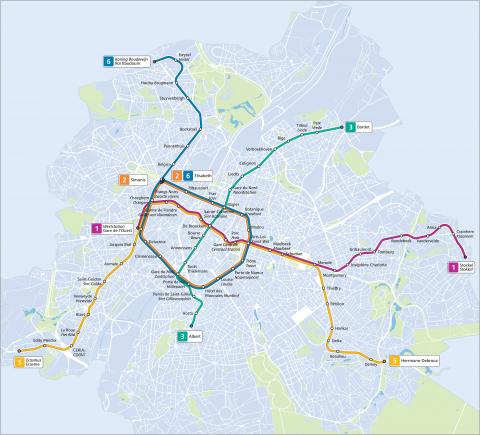 Plan du réseau métro avec la nouvelle ligne 3.